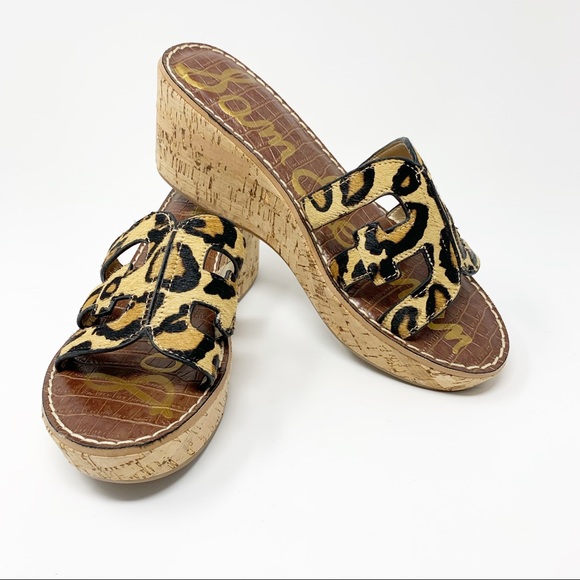 Sam Edelman Regis Leopard Wedge Mule Sandals Sz 10 - Picture 10 of 11